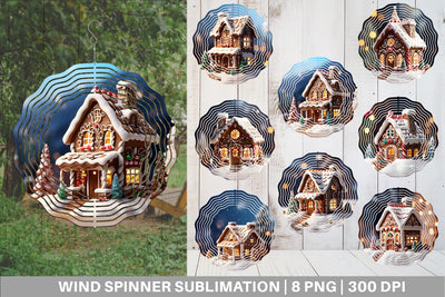 Wind Spinner Gingerbread House Sublimation artnoy 