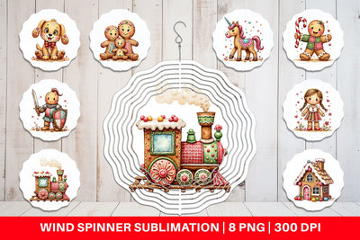 Wind Spinner Gingerbread Patchwork Delights Sublimation artnoy 