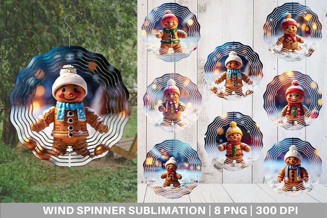 Wind Spinner Gingerman Christmas Sublimation artnoy 