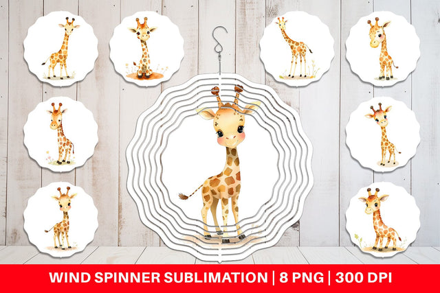 Wind Spinner Giraffe Wildlife Sublimation artnoy 