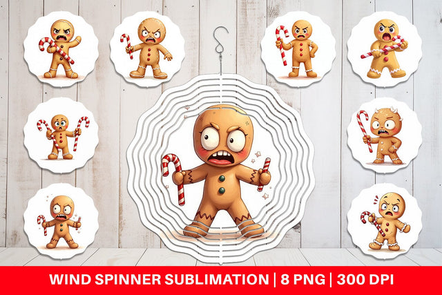 Wind Spinner Glaring Gingerbread Man Sublimation artnoy 