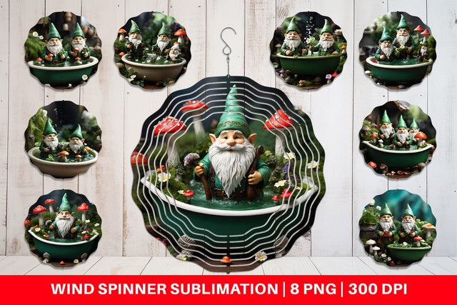 Wind Spinner Gnome in the Bathtub Sublimation artnoy 