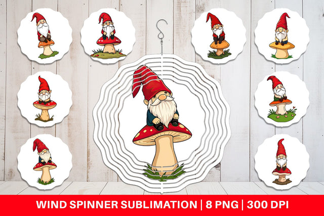 Wind Spinner Gnome in the Forest Sublimation artnoy 