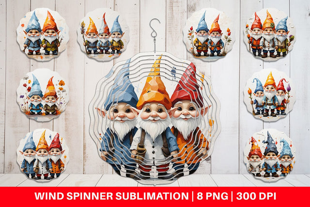 Wind Spinner Gnomes Painting Oil Sublimation artnoy 