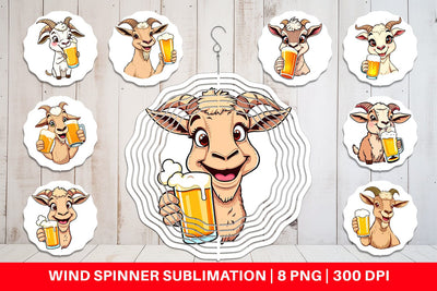 Wind Spinner Goat Beer Day Sublimation artnoy 