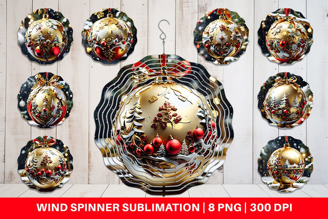 Wind Spinner Gold Round Christmas Sublimation artnoy 
