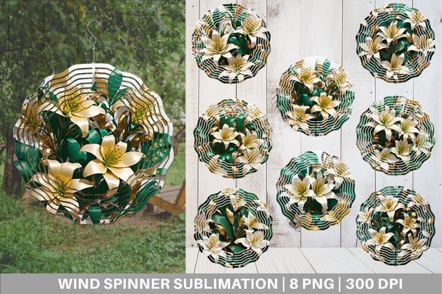 Wind Spinner Golden Lily Flower Sublimation artnoy 