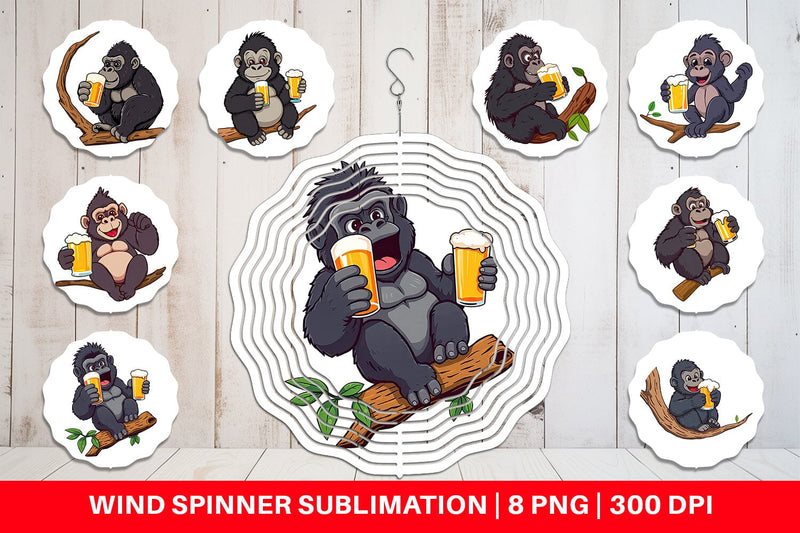 Wind Spinner Gorilla Beer Day Sublimation artnoy 
