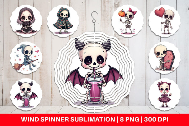 Wind Spinner Gothic Cute Skeletons Sublimation artnoy 