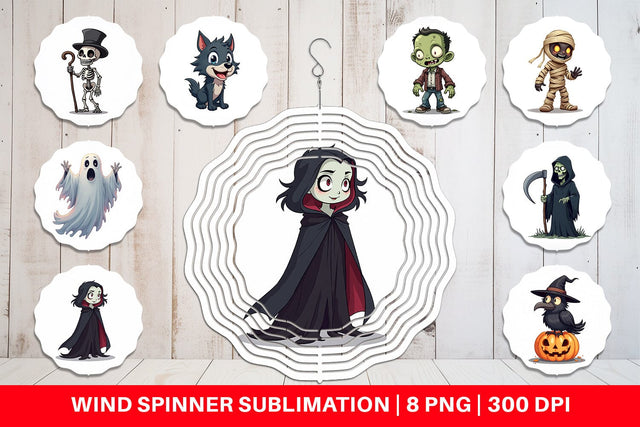 Wind Spinner Gothic Halloween Characters Sublimation artnoy 