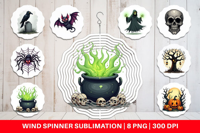 Wind Spinner Gothic Halloween Creatures Sublimation artnoy 