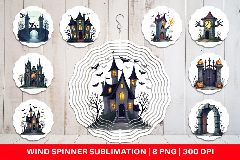 Wind Spinner Gothic Halloween Gothic Architecture Sublimation artnoy 