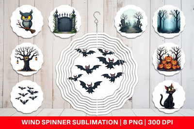 Wind Spinner Gothic Halloween Haunted Forest Sublimation artnoy 