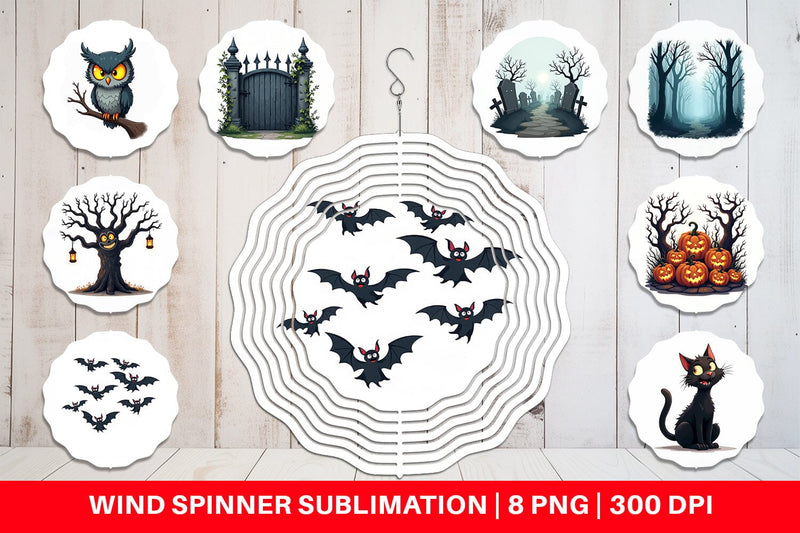 Wind Spinner Gothic Halloween Haunted Forest Sublimation artnoy 