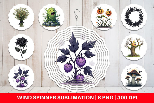 Wind Spinner Gothic Halloween Plants and Herbs Sublimation artnoy 