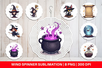 Wind Spinner Gothic Halloween Witches Sublimation artnoy 