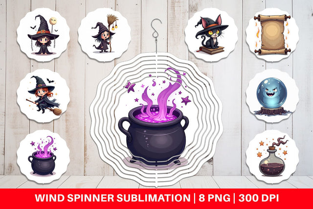 Wind Spinner Gothic Halloween Witches Sublimation artnoy 