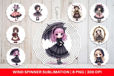 Wind Spinner Gothic Lolita Dolls Sublimation artnoy 