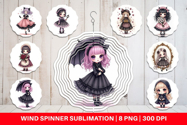 Wind Spinner Gothic Lolita Dolls Sublimation artnoy 