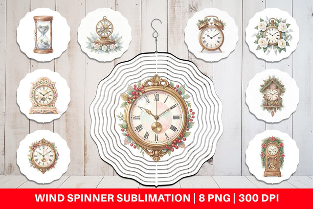 Wind Spinner Graceful Winter Timepiece Watercolor Sublimation artnoy 