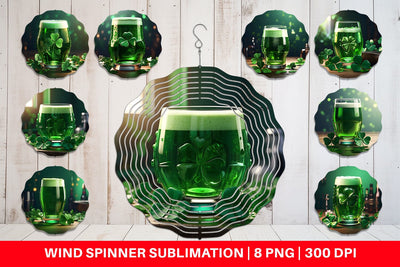 Wind Spinner Green Beer Patrick's Day Sublimation artnoy 