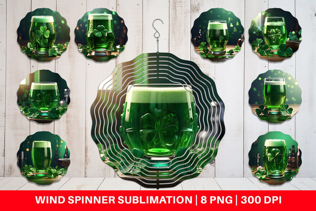 Wind Spinner Green Beer Patrick's Day Sublimation artnoy 