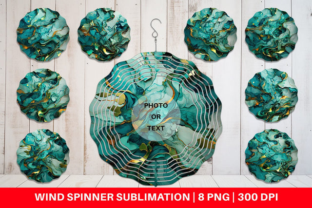 Wind Spinner Green Marble Painting Sublimation artnoy 
