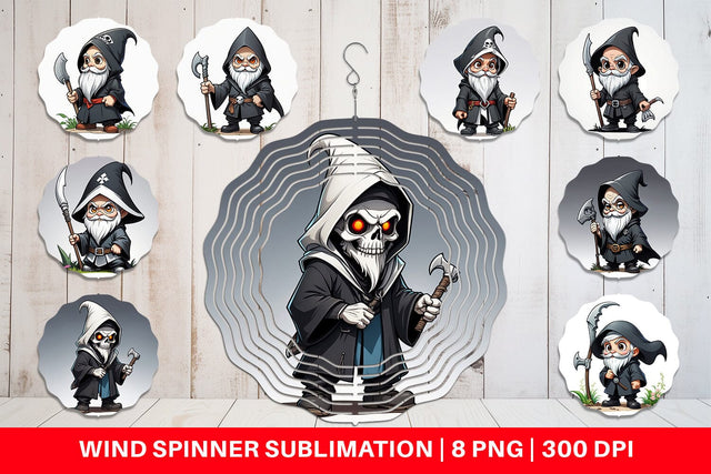 Wind Spinner Grim Reaper Gnome Sublimation artnoy 
