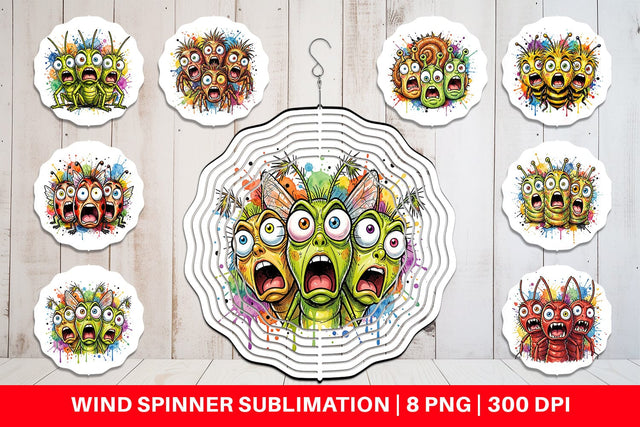 Wind Spinner Gritty Comic Garden Insects Heatwave Sublimation artnoy 