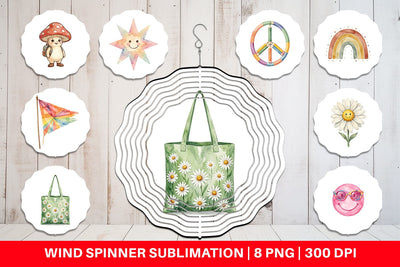 Wind Spinner Groovy 70s School Nostalgia Watercolor Sublimation artnoy 