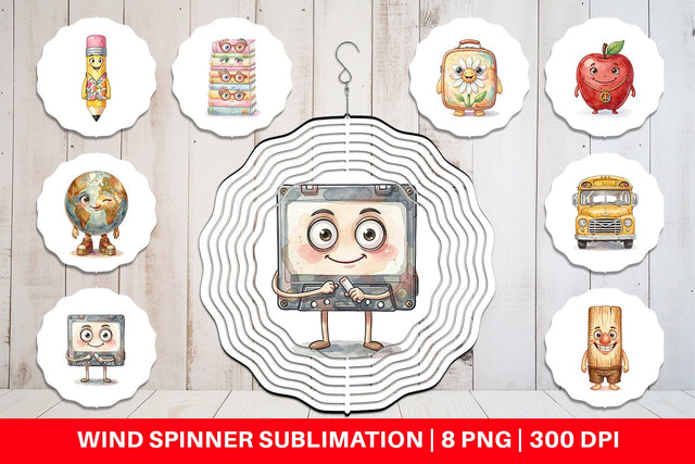 Wind Spinner Groovy 70s School Supply Sublimation artnoy 