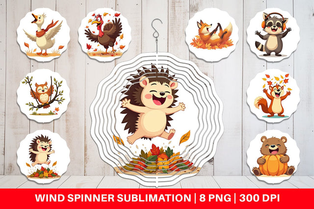 Wind Spinner Groovy Fall Critters Sublimation artnoy 