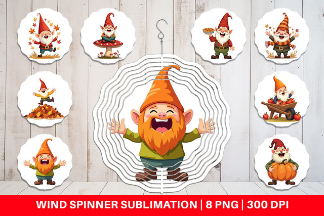 Wind Spinner Groovy Fall Gnomes Sublimation artnoy 