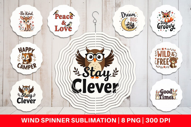 Wind Spinner Groovy Friends Vintage Kawaii Animal Quote Sublimation artnoy 