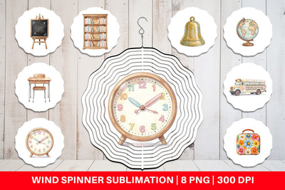 Wind Spinner Groovy Retro School Day Watercolor Sublimation artnoy 