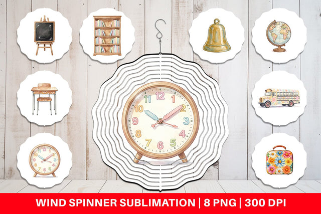 Wind Spinner Groovy Retro School Day Watercolor Sublimation artnoy 