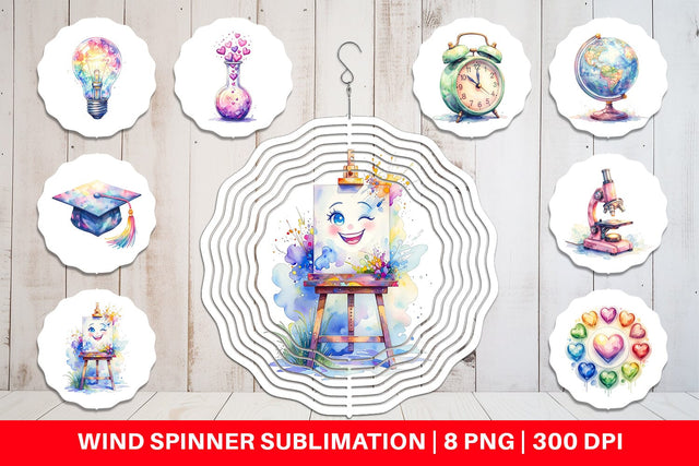 Wind Spinner Groovy School Icons Sublimation artnoy 