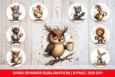 Wind Spinner Grumpy Animal Morning Sublimation artnoy 