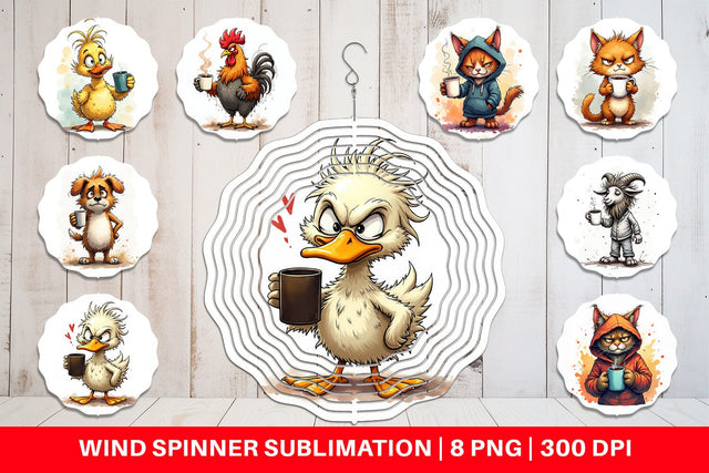 Wind Spinner Grumpy Animal Mornings Sublimation artnoy 
