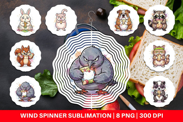 Wind Spinner Grumpy Anti Diet Animal Watercolor Sublimation artnoy 