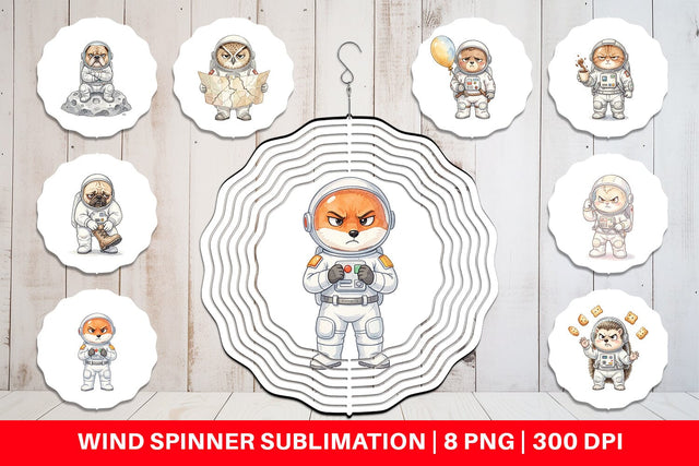 Wind Spinner Grumpy Astronaut Pets Sublimation artnoy 