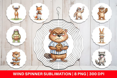 Wind Spinner Grumpy Baseball Outfielder Watercolor Sublimation artnoy 