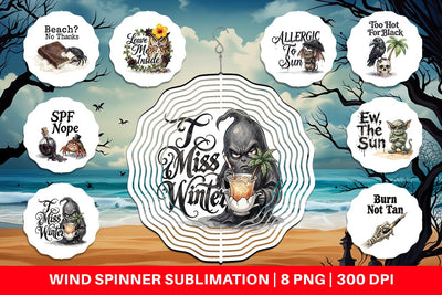 Wind Spinner Grumpy Beach Goth Typography Sublimation artnoy 