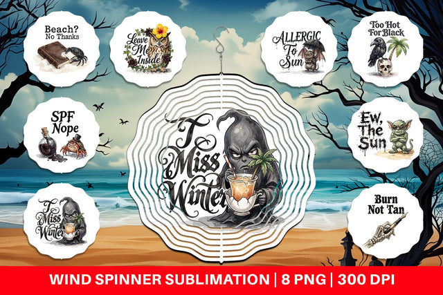 Wind Spinner Grumpy Beach Goth Typography Sublimation artnoy 
