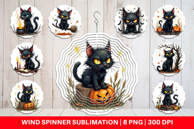 Wind Spinner Grumpy Black Cat Sublimation artnoy 