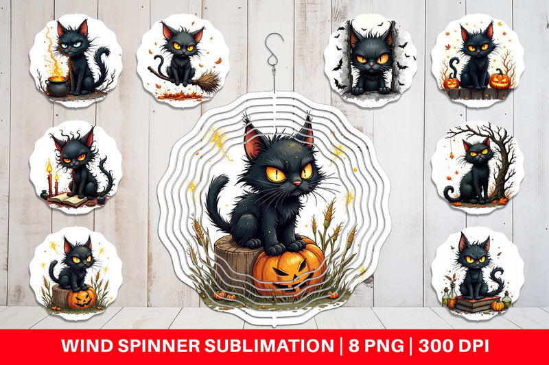 Wind Spinner Grumpy Black Cat Sublimation artnoy 