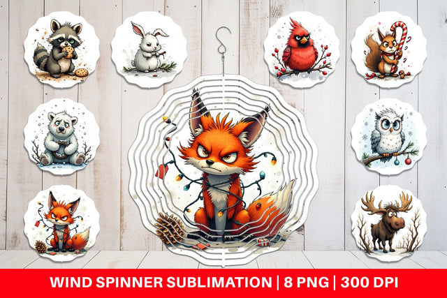 Wind Spinner Grumpy Christmas Critters Sublimation artnoy 