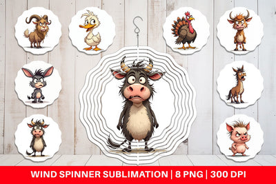 Wind Spinner Grumpy Farm Animals Sublimation artnoy 