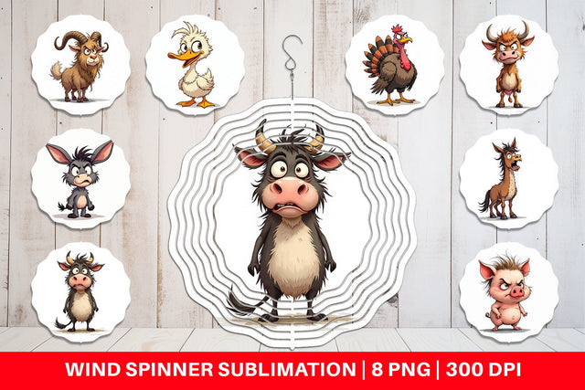 Wind Spinner Grumpy Farm Animals Sublimation artnoy 