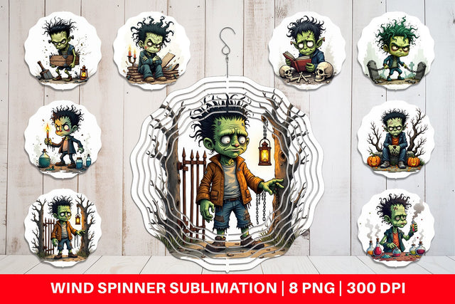 Wind Spinner Grumpy Frankenstein Sublimation artnoy 